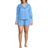 Lands' End Plus Size Matte Satin 2 Piece Pajama Set In Bermuda Blue Snow Drop Floral