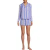 Lands' End Plus Size Matte Satin 2 Piece Pajama Set In Light Rose Pink/brisk Blue