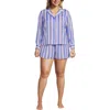 Lands' End Plus Size Matte Satin 2 Piece Pajama Set In Light Rose Pink/brisk Blue