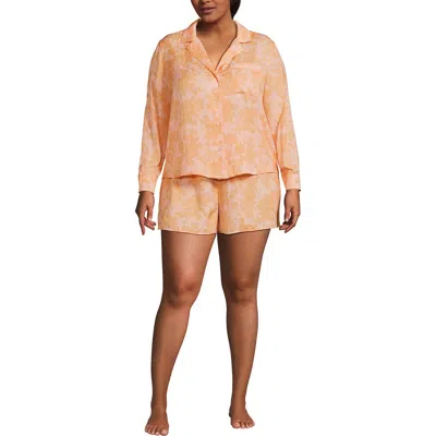 Lands' End Plus Size Matte Satin 2 Piece Pajama Set In Multi