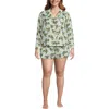 Lands' End Plus Size Matte Satin 2 Piece Pajama Set In White Leopards