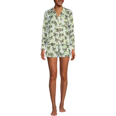 Lands' End Plus Size Matte Satin 2 Piece Pajama Set In Green