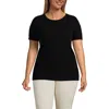 Lands' End Plus Size Micro Rib T-shirt In Black