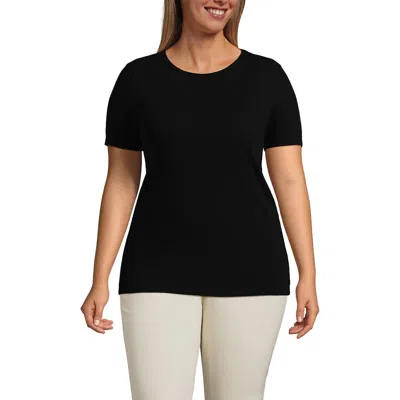 Lands' End Plus Size Micro Rib T-shirt In Black