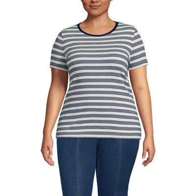 Lands' End Plus Size Micro Rib T-shirt In Black