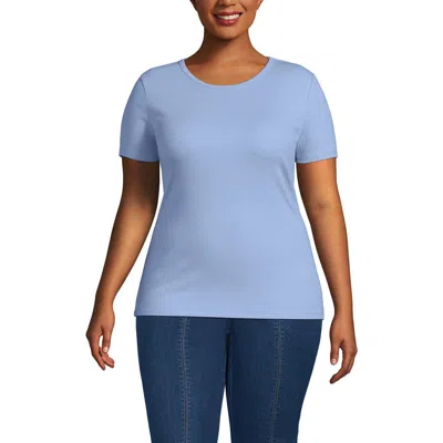 Lands' End Plus Size Micro Rib T-shirt In Blue