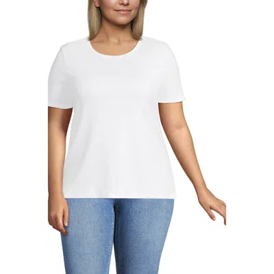Lands' End Plus Size Micro Rib T-shirt In White