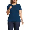 Lands' End Plus Size Micro Rib T-shirt In Blue