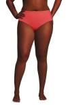 Lands' End Plus Size Mid Rise Classic Bikini Bottoms In Coral Bliss