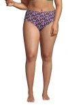 Lands' End Plus Size Mid Rise Classic Bikini Bottoms In Olive Green Pansy Floral