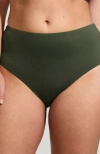 Lands' End Plus Size Mid Rise Classic Bikini Bottoms In Rich Olive Green