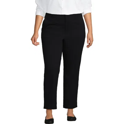 Lands' End Plus Size Mid Rise Classic Straight Leg Chino Ankle Pants In Black