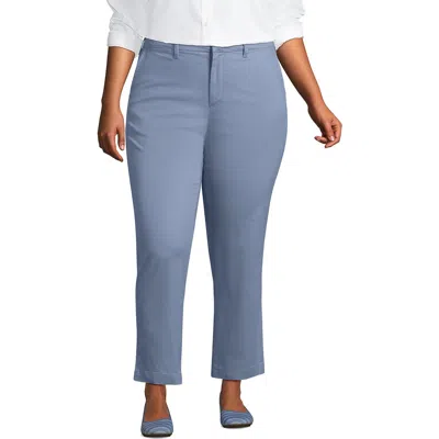 Lands' End Plus Size Mid Rise Classic Straight Leg Chino Ankle Pants In Blue