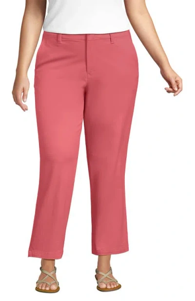 Lands' End Plus Size Mid Rise Classic Straight Leg Chino Ankle Pants In Neutral