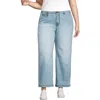 Lands' End Plus Size Mid Rise Denim Wide Leg Ankle Jeans In Breeze Blue Wash