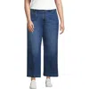 Lands' End Plus Size Mid Rise Denim Wide Leg Ankle Jeans In Indigo Tide Blue