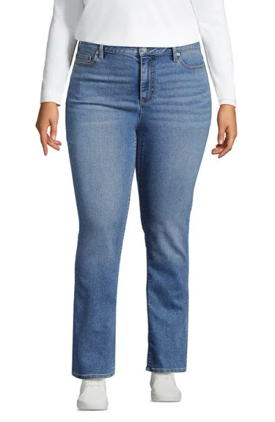 LANDS' END LANDS' END RECOVER MID RISE STRAIGHT LEG BLUE JEANS