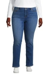 Lands' End Recover Mid Rise Straight Leg Blue Jeans In Indigo Tide Blue
