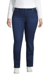 Lands' End Recover Mid Rise Straight Leg Blue Jeans In Port Indigo