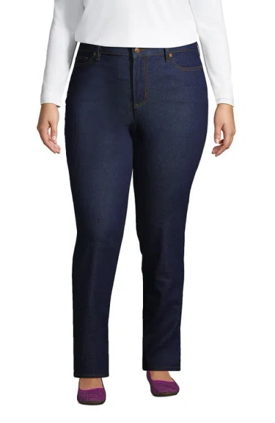 Lands' End Recover Mid Rise Straight Leg Blue Jeans In River Rinse