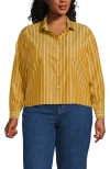 Lands' End Plus Size No Iron Boxy Cropped Shirt In Brown
