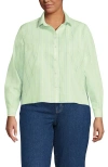 Lands' End Plus Size No Iron Boxy Cropped Shirt In Green