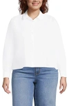 Lands' End Plus Size No Iron Boxy Cropped Shirt In White