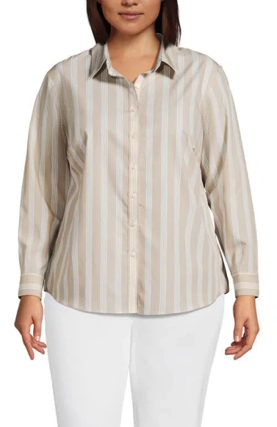 LANDS' END LANDS' END PLUS SIZE NO IRON BUTTON FRONT SHIRT