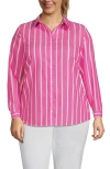 Lands' End Plus Size No Iron Button Front Shirt In Apple Blossom Classic Stripe