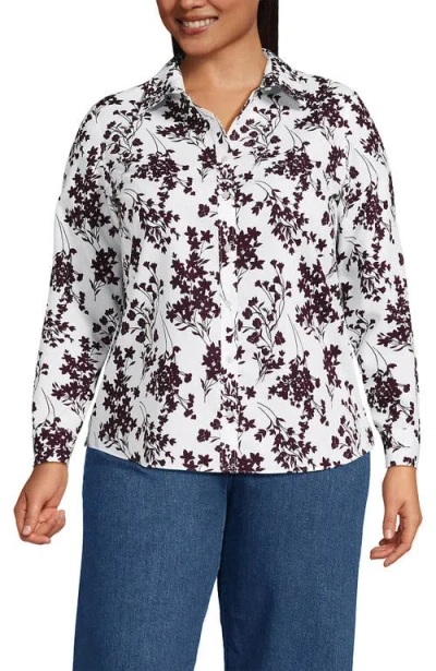 Lands' End Plus Size No Iron Button Front Shirt In Black