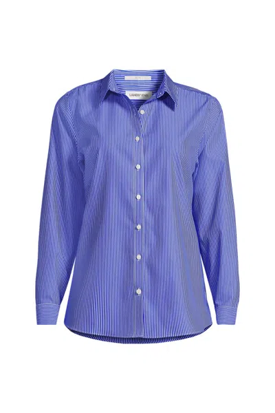 Lands' End Plus Size No Iron Button Front Shirt In Blue