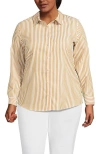 Lands' End Plus Size No Iron Button Front Shirt In Brown
