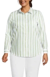 Lands' End Plus Size No Iron Button Front Shirt In Green