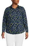 Lands' End Plus Size No Iron Button Front Shirt In Multi
