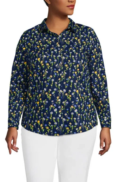 Lands' End Plus Size No Iron Button Front Shirt In Multi