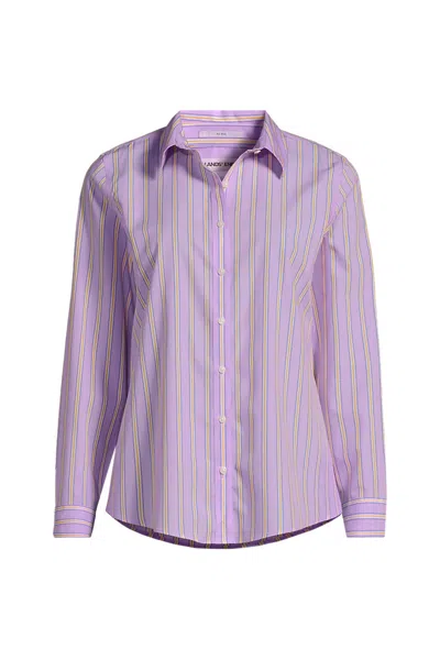 Lands' End Plus Size No Iron Button Front Shirt In Purple