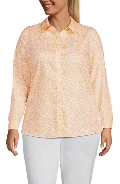 Lands' End Plus Size No Iron Button Front Shirt In Sweet Mango Tiny Bloom