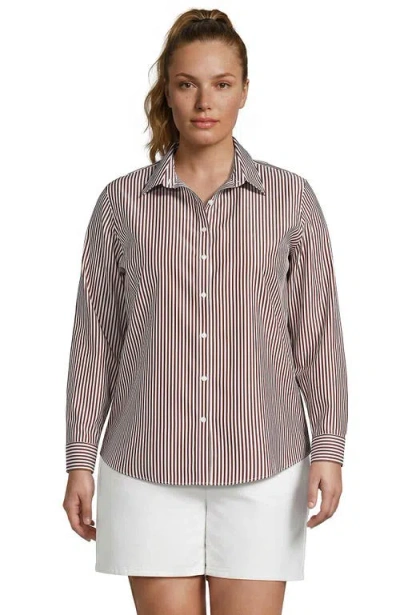 Lands' End Plus Size No Iron Button Front Shirt In Silver