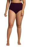 Lands' End Plus Size Pinchless High Waisted Bikini Bottoms In Dark Wine