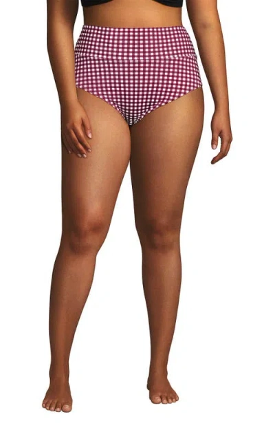 Lands' End Plus Size Pinchless High Waisted Bikini Bottoms In Multi