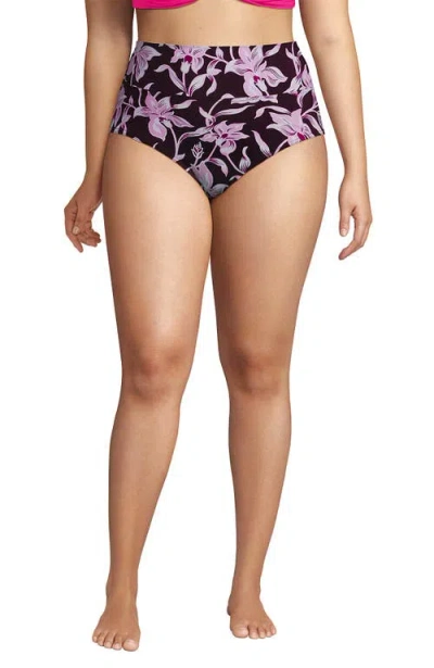 Lands' End Plus Size Pinchless High Waisted Bikini Bottoms In Multi
