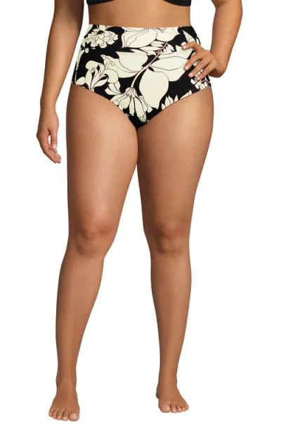 Lands' End Plus Size Pinchless High Waisted Bikini Bottoms In Multi