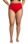 Lands' End Plus Size Pinchless High Waisted Bikini Bottoms In Red