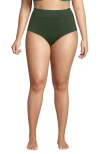 Lands' End Plus Size Pinchless High Waisted Bikini Bottoms In Rich Olive Green