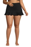 Lands' End Plus Size Pique Ruffle Hem Mini Swim Skirt In Black