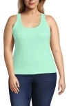 Lands' End Plus Size Pointelle Rib Uneck Tank In Green
