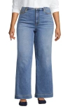 LANDS' END LANDS' END PLUS SIZE RECOVER HIGH RISE WIDE LEG BLUE JEANS