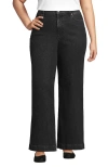 Lands' End Recover High Rise Wide Leg Blue Jeans In Black Stone Wash