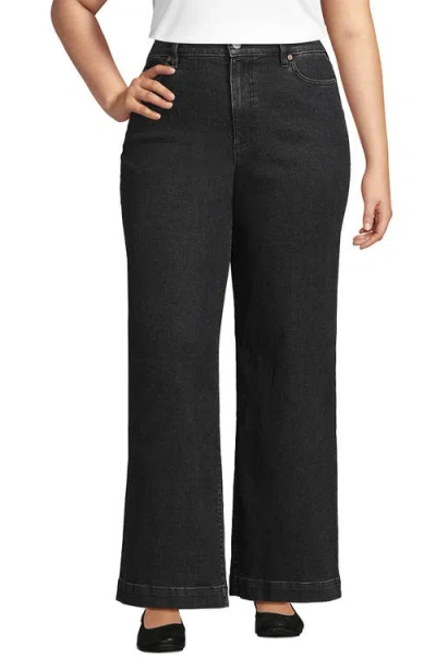 Lands' End Recover High Rise Wide Leg Blue Jeans In Black Stone Wash