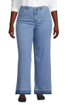 Lands' End Recover High Rise Wide Leg Blue Jeans In Hutton Blue Wash Released Hem